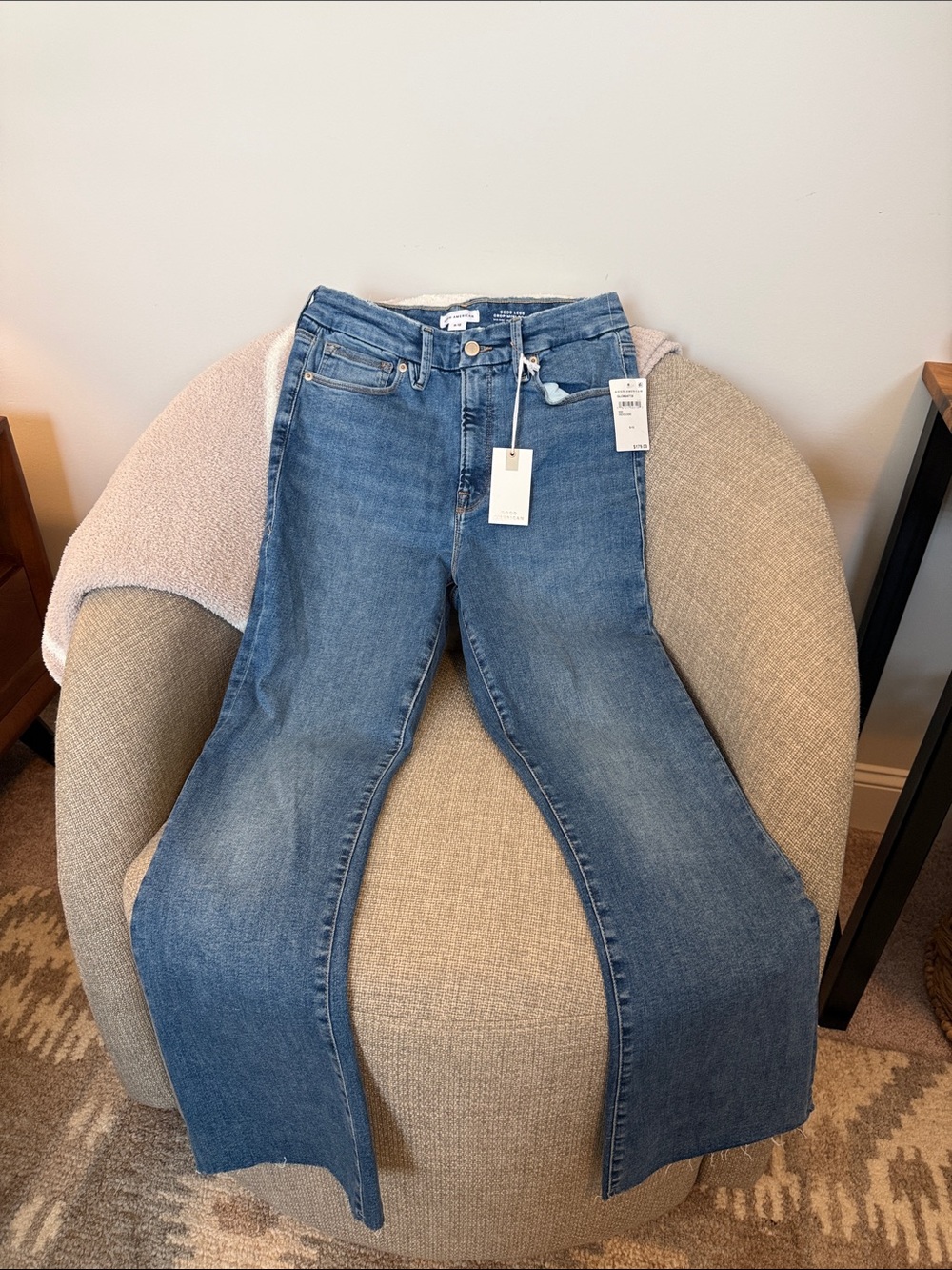 Good American Blue Women's Mid- Rise Cropped Bootcut Jeans